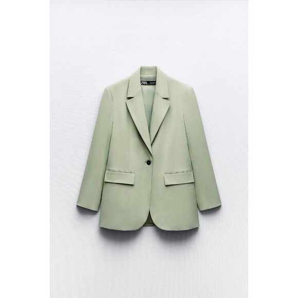 Zara Womens Blazer Suit Jacket Size M light green Single Breasted 9929/327 NWT - Picture 2 of 11